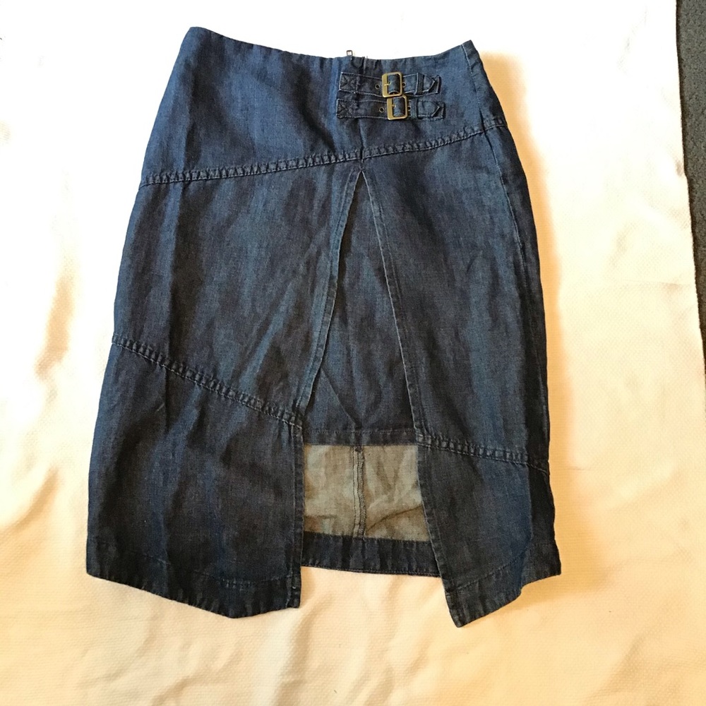 Anthro Holding Horses Buckle Denim Jean Skirt 6